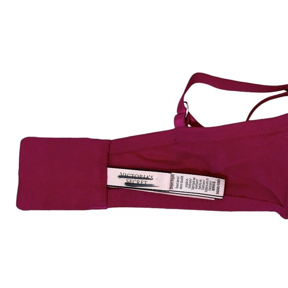 VICTORIA’S SECRET 36DD Dream Angels Lightly Lined Demi Lace Bra Dark Pink Silver - Picture 6 of 6